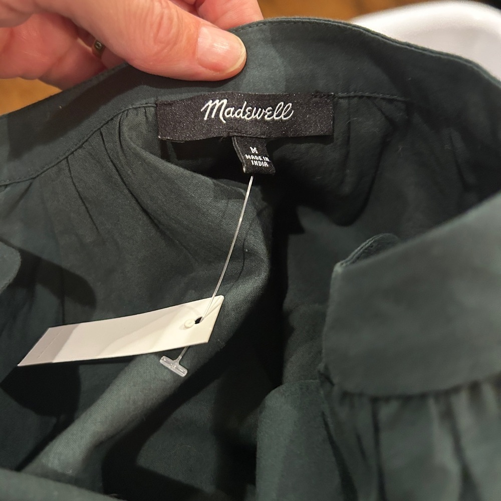 Madewell Crinkle Poplin Wrap Mini Dress in Dark Palm Green - Picture 5 of 13